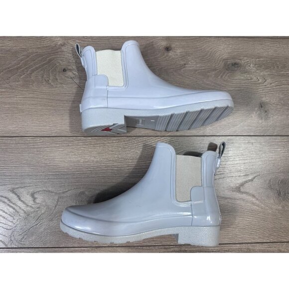 Hunter Original Chelsea Gray Symbol Gloss Rain Ankle BOOTS 6 - Picture 12 of 12